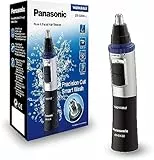 Panasonic ER-GN30-K503 Recortadora De Vello Facial para Nariz y Orejas, Húmedo/Seco, Cuchilla Hipoalergénica de Doble Filo, Sistema de Limpieza Vortex, Inalámbrico, Negro