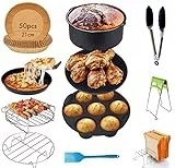 Accesorios Freidora Sin Aceite, (14pcs+50 Papel Freidora Aire), Accesorios Airfryer compatibles con Freidora sin Aceite Cecotec/COSORI/NINJA air fryer/PHILIPS/Accesorios freidora de aire Air fryer