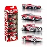 Hot Wheels Mattel 80 aniversario Pack de 5 coches, conjunto de 5 vehículos de juguete a escala 1:64 con embalaje y decoración de coleccionista, JGK08