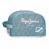 Pepe Jeans Lena Neceser Dos Compartimentos Adaptable Azul 26x16x12 cms Poliéster