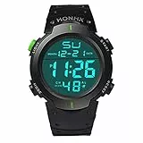 H68401735 - Reloj de pulsera digital digital para hombre, con cronómetro, fecha, de goma, deportivo, verde, talla única