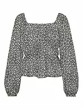 VERO MODA Vmmacha L/S Short Smock Top Wvn Ga Blusa de Manga Larga, Negro/AOP: Ana, XS Mujeres