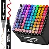 Tongfushop Rotuladors Alcohol 100 Colores, Doble Punta Marcadores Alcohol, Impermeabile Secado Rápido Permanent Artísticos para Adultos Artistas Estudiantes, Ideales para Dibujar Cómics Garabatos