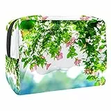 Bolsa de maquillaje portátil con cremallera, bolsa de aseo de viaje para mujeres, práctica bolsa de almacenamiento cosmético nido de flores