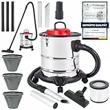 LEHMANN Aspiradora Industrial 3 en 1, 2000W, Aspirador de Cenizas con Depósito de 20 litros de Acero Inoxidable, Filtro HEPA, Sistema de Filtración Doble, Función Soplador, Alcance de hasta 6 m