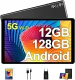 BIEGEDY Tablet 10 Pulgadas PC 12GB RAM + 128GB ROM/TF 1TB，Octa-Core 2.0 GHz, | 5G WiFi | Bluetooth 5.0 | 6000mAh | 1280 * 800 Pixels | 5MP+8MP, Tablet con Funda Negro