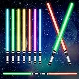 OSDUE Sable de Luz, 2pcs Espada Láser 2 En 1 Telescópica y Plegable, Espada Laser 7 Colores con Sonido, para Adultos Adolescentes, Cumpleaños Regalos Cosplay, Guerra de Las Galaxias Sable de Luz
