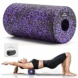 EVEREST FITNESS Rodillo Fascial 30 x 15 cm - Foam Roller Dureza Media con Bolsa de Transporte - Incluye Libro de Ejercicios - Apto para Todas las Partes del Cuerpo - Negro/Morado