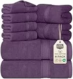 Utopia Towels - Juego de Toallas Premium de 8 Piezas, 2 Toallas de Baño, 2 Mano y 4 Toallitas - Algodón - para Casas, Hoteles y Spas, Altamente Absorbentes (Ciruela)