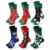 Moonlight Manor 6 Coppie Calze di Natale per le Donne, Calze di Natale Maglia Crew Vacanze Caldo Soft Inverno Regalo Babbo Natale Novità Calze EU Size 37-46