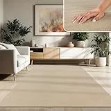 Paco Home Alfombra Moderna y Suave para Salón a Pelo Corto Lavable Fluffy Uni Efecto Piel Intemporal Elegante Antideslizante Fácil de Limpiar, tamaño:200x280 cm, Color:Beige 2