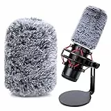 YOUSHARES Cortaviento Peludo de Micrófono Parabrisas para Micrófono Mic Wind Muff Compatible con HyperX QuadCast S Mic Filtro Anti-Pop