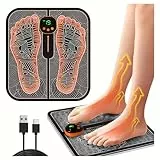 Masajeador de pies, EMS Eléctrico Masajeador Plantar, Masajeador Plantar Eléctrico Plegable y Portátil, EMS Masajeador para Pies, con 8 Modos y 19 Intensidades