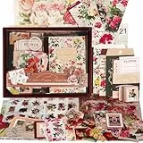 Funto Kit de álbumes de recortes (153 PC), letras vintage-colección-floral, perfectas para materiales de álbumes de recortes de balas, planificador de bricolaje de artes artesanales