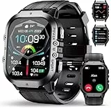 OUKITEL Reloj Inteligente Hombre Militar con Llamadas Bluetooth, Smartwatch Hombre Impermeable 5ATM con 120+ Deportivos, Relojes Digital Notificaciones de Mensajes/Oxímetro/Podómetro para Android/iOS
