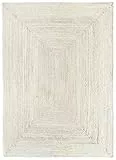HAMID-Alfombra Yute Alhambra Color Marfil, Alfombra 100% Fibra de Yute, Tejida a Mano, Alfombra de Salón, Pasillo, Dormitorio, (170x120cm)