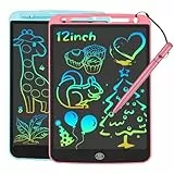 JOEAIS Tableta De Escritura LCD 2 Pack, 12 Pulgadas Tablet Dibujo Digital, Juguetes De Aprendizaje De Tablero De Garabatos Y Dibujos, NiñOs Y NiñAs (Rosa + Azul)