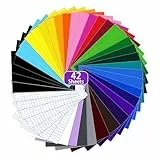 42 hojas de vinilo permanente, 30,5 x 21 cm, vinilo textil, vinilo adhesivo, apto para máquina de corte, decoración DIY