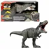 Mattel Jurassic World: El Renacer, Tiranosaurio Rex Supercolosal Figura de acción de dinosaurio que se 'Come' a los Minis, fiel a la película y articulada, JBG52