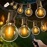 UooEA Guirnalda Luces Exterior 15M, Cadena Luminosa con 25+2 G40 LED Bombillas, Guirnaldas Luminosas Exterior Impermeable Para Jardín, Café, Cobertizos, Bodas, Pérgolas, Patio, Fiesta (Blanco Calido)