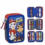 CERDÁ LIFE'S LITTLE MOMENTS Estuche Escolar Triple Patrulla Canina con Lápices, Rotuladores y Accesorios - Estuche Completo para Niños Fans de Paw Patrol Ideal para Colegio y Regalo