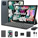Tableta 2025 Primera Tablet Android 16 del Mundo con Gemini AI, 11 Pulgadas FHD Pantalla, 24GB RAM, 128GB ROM/ 2 TB TF, Cámara 13 MP, 8000mAh, Widevine L1, Facial ID, 2 en 1 Tablet con Teclado y Lapiz