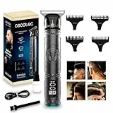 Cecotec Cortapelos y Perfiladora Profesional Bamba PrecisionCare Samurai, Cuchilla Afilada de Alto Rendimiento, 4 Peines guia 1-4 mm, Cabello y Barba, Autonomía 120 min, Pantalla, Gris