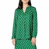 Amazon Essentials Blusa de Georgette sin Cierre de Manga Larga y Corte Holgado Mujer, Verde Floral, L