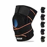 FEVAN Rodilleras Menisco y Ligamento Ajustable - Rodilleras Rotuliana Completa - Rodilleras Crossfit - Rodillera Unisex de Neopreno con Silicona (Naranja/Negro)