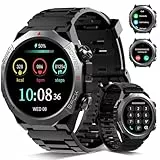 Reloj Inteligente Hombre Mujer, 1,39' Smartwatch con Llamada, Impermeable IP68 Smart Watch Militar con 112 Modos, Reloj Deportivo con Podómetro/Monitoreo de Sueño/Pulsómetro para Android iOS, Negro