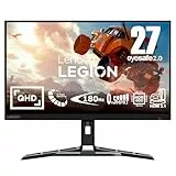 Lenovo Legion R27qe Pantalla Gaming 27' QHD (IPS, 180Hz, 0.5ms MPRT, Cable DP, HDMI, AMD FreeSync) Ajuste de inclinación/Altura/rotación/pivote - Negro