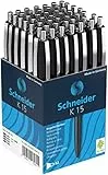Schneider Ballpen - Paquete de 50 bolígrafos de bola retráctil, negro
