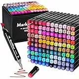 MarkMuse Rotuladores Alcohol 120 Colores, Doble Punta Marcadores Alcohol, Impermeabile Secado Rápido Permanent Artísticos para Niños Adultos Artistas Estudiantes, Ideales para Dibujar Cómics Garabatos