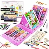 KINSPORY 290 piezas Maletin Pinturas para Niños, Juegos de Dibujo, Pinturas para Niños, Lapices de Dibujo, Caballete Pintura
