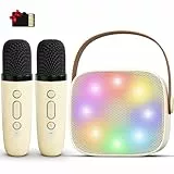 Mini máquina de Karaoke para niños y Adultos, Altavoz portátil de Karaoke con Bluetooth y 2 micrófonos inalámbricos para niñas y niños de 3 a 11 años y más de 12 años