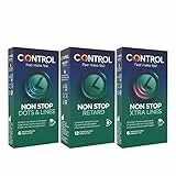 Control Efecto Retardante Pack de 24 Preservativos: Non Stop Puntos y Estrías and Non Stop Retard and Non Stop Xtra Lines, Pack de 3 Cajas, Sin fragancia