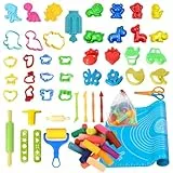 Aoksily 61 Piezas Moldes Plastilina,Accesorios para Plastilina Playdoh Formas de Corte,Set de Utensilios para, Arcilla Polimerica et Masa para Modelar, Juguete para Niños,Knete Zubehör Set