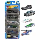 Hot Wheels Batman Pack 5 Coches de Juguete a Escala 1:64 con temática DC Super Hero, +3 años (Mattel HXD61)