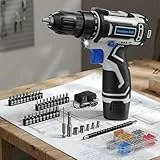 VIWKO 12V Destornillador Electrico, Taladro Atornillador Batería Max 25NM, 98 Accesorios, 25+1 Ajuste de Par Atornillador Electrico, LED Luz, Baterías 2000mAh, Portabrocas 10mm, para Reparación y DIY