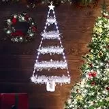 Geemoo Luces con 81 cm LED Arbol de Navidad, Luces Exterior Batería con Temporizador, 8 Modos,Guirnalda de Oropel de Navidad, Luces Decoración para Ventanas, Puerta, Regalo, Interior (Blanco)