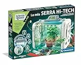 Clementoni Laboratorio de Ciencia y Juego – Mi Invernadero Hi-Tech, Laboratorio de botánica para niños a Partir de 8 años, 3 Modos de Cultivo de Plantas, con LED y Pantalla LCD, Juego Made in Italy,