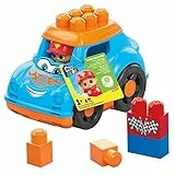 Hot Wheels Mega Bloks Ricky Coche de Carreras Vehículo de Juguete con muñeco y Bloques de construcción, +1 año