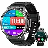 Yxtel Reloj Inteligente Hombre Militar, 1.39' Smartwatch con Llamadas Bluetooth, Monitor Cardíaco/SpO2/ Podómetro/Monitor de Sueño, 100+ Modos Deporte, IP68, iOS Android (2 Correas)