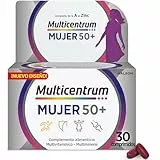 Multicentrum Mujer 50+ Complemento Alimenticio Multivitamínico y Multimineral Para Mujeres 50+, Con Magnesio, Vitamina C y Zinc, Postmenopausia, Sin Gluten, 30 Comprimidos