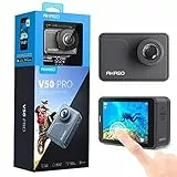 AKASO Cámara Deportiva Nativo 4K/30fps 20MP WiFi Cámara de Acción con Pantalla táctil Cámara Sumergible Acuática 30M 170° Gran Angular Control Remoto EIS 2 Baterías Multi Accesorios (V50 Pro)