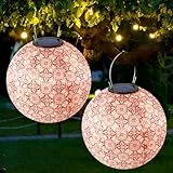 IXYHKB Linternas Solares para Exteriores, 2 Piezas 25cm Impermeable Farolillos Solares pare Nailon, Farolillos Solares para Exteriores, Linterna Solar para Jardín Casa Bodas Patio Terraza