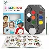 Snazaroo 1180138 Set de maquillaje con 8 colores al agua para cara y cuerpo con esponja, pincel e instrucciones - Aventura