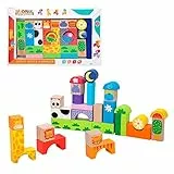 WOOMAX - Juegos bloques animales de madera - 32 piezas (ColorBaby 42739)