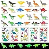 NVGVUP 29 Piezas Dinosaurios Juguetes, Brillan en la Oscuridad Dinosaurios Juguete, Pequeños Figuras de Dinosaurios Miniaturas Realistas, Mini Dinosaurios de Plástico, con 5 Dinosaurios Pegatinas
