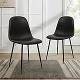 CangLong Pack de 2 Sillas Comedor de Cuero, Diseño Nórdico, Sillas de Comedor Ergonómicas y Versátiles, Sillas Cocina Elegantes, Negro